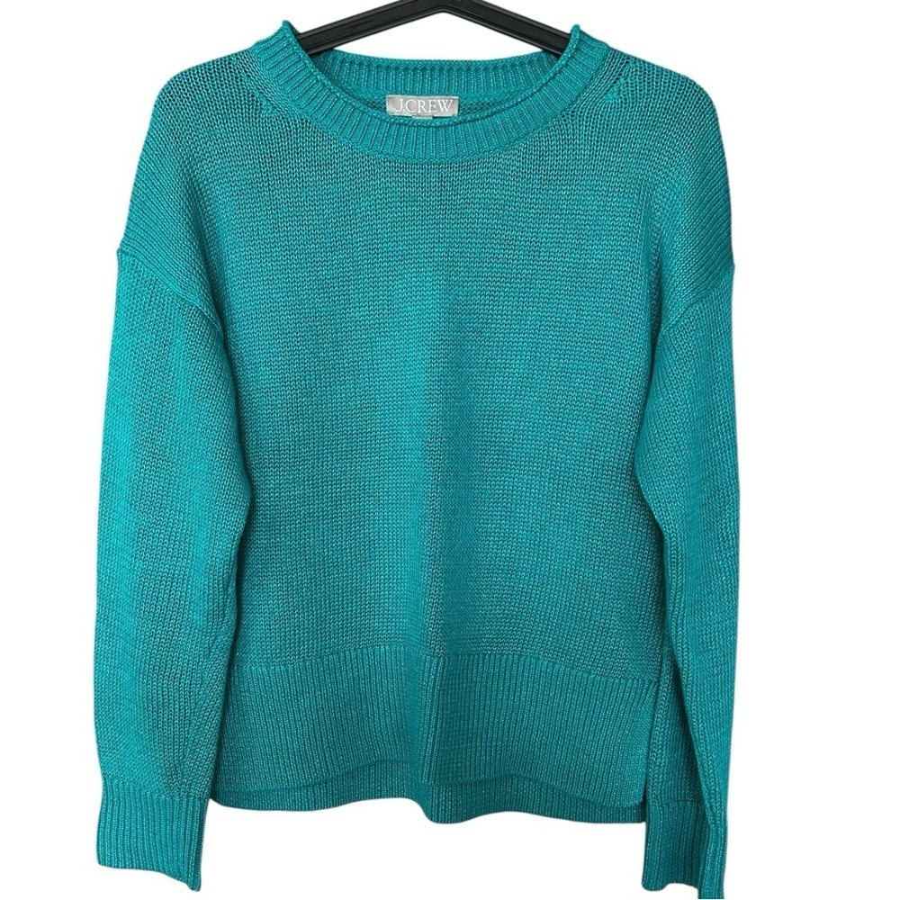 J.Crew Linen Blend Crewneck/Rollneck Sweater in Teal - Like New XS